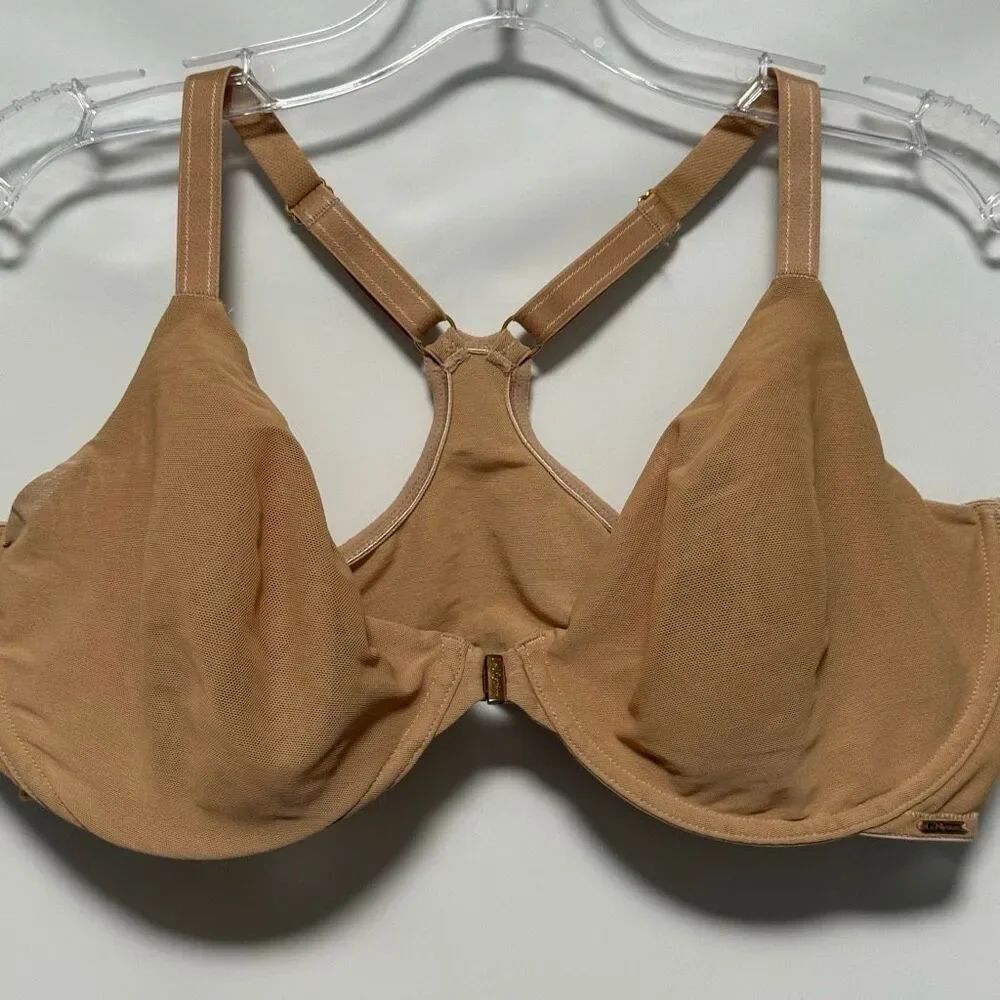 A7 Le Mystere racerback unlined underwire tan bra size 38DD